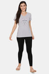 Rosaline Spatial Speckle Knit Cotton Top - Grey Melange — thumbnail 4
